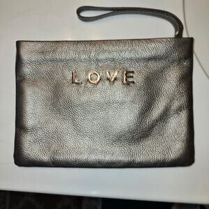 B-Low The Belt Pebbled Leather LOVE Wristlet taupe EUC